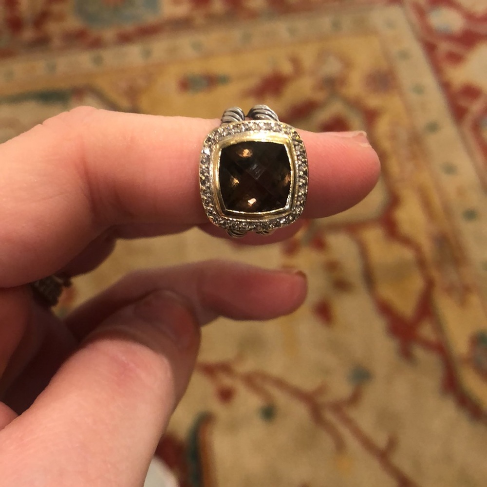 David Yurnan Smoky Quartz & Diamond Albion Ring - Picture 7 of 11